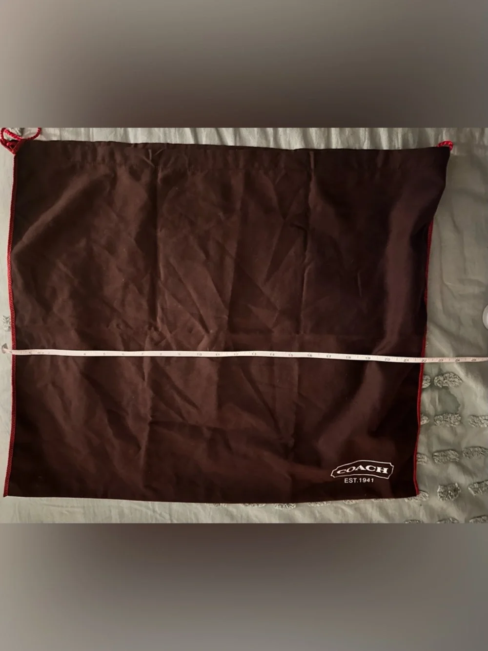 Coach XL Brown Logo Dust Bag with Red Trim 22x19.5”